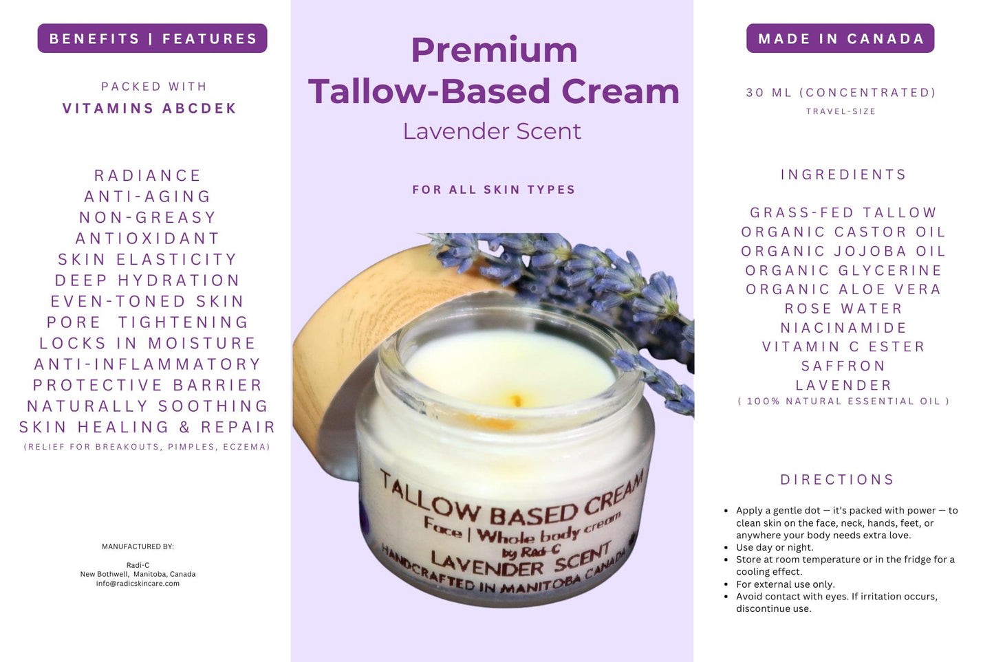 Radi-C Tallow Based - Lavender Scent (30ml)